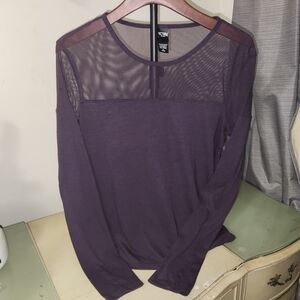 Chic Long Sleeve Mesh Top in Deep Purple